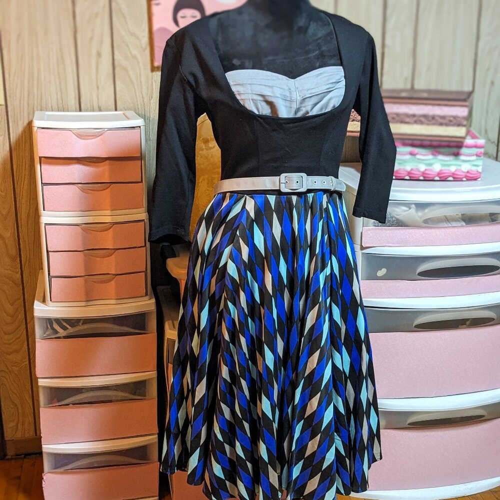 Pin Up Girl Harlquinn Ravenclaw Hoisr Black and Blue Dress